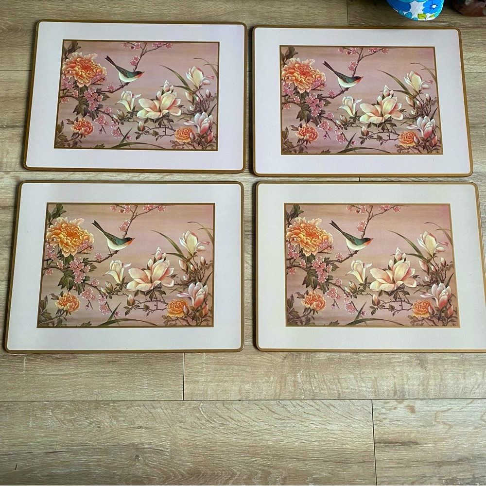 Vintage Pimpernel large Asian Oriental cork place mats set of 4 - two sets Ava